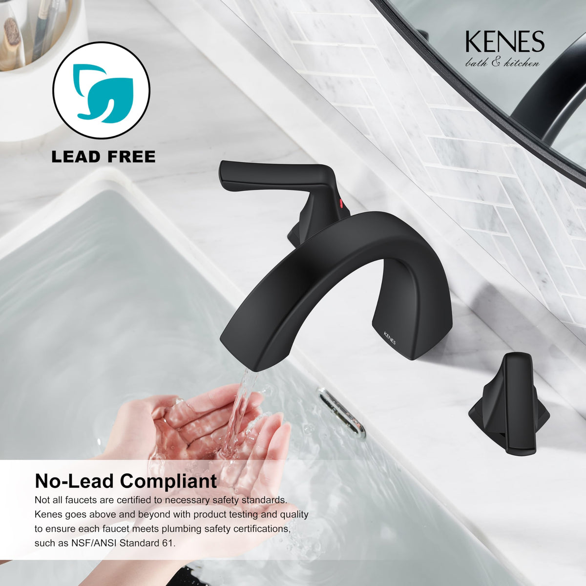 KENES Bathroom Faucets for Sink 3 Hole, Chrome 8 Inch 2 Handle Widespread