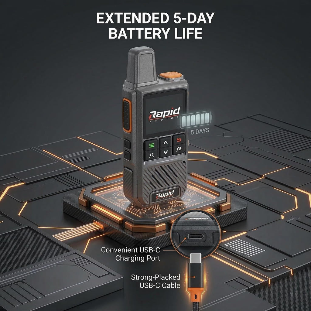 Rapid Radios G1 - Nationwide LTE Walkie-Talkies - Unlimited Range Cellular Push-to-Talk Two-Way Radios Set
