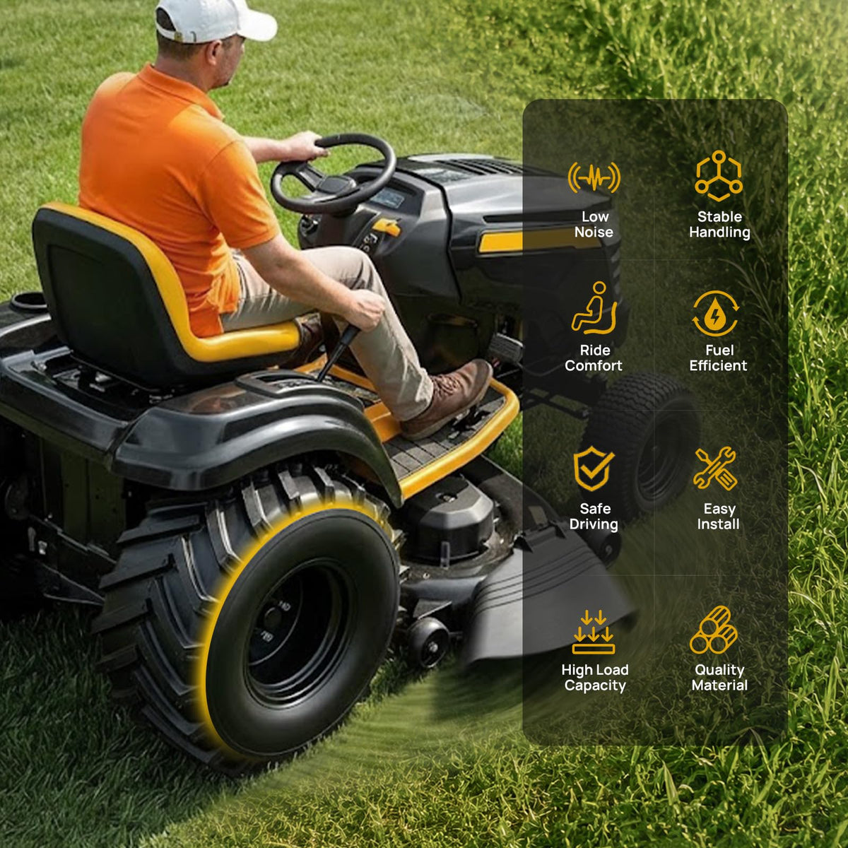TUFFIOM 20x10.00-8 4PR Lawn Mower Tires Turf Tire Set of 2 for Garden Tractor Riding Lawnmower, Tubeless