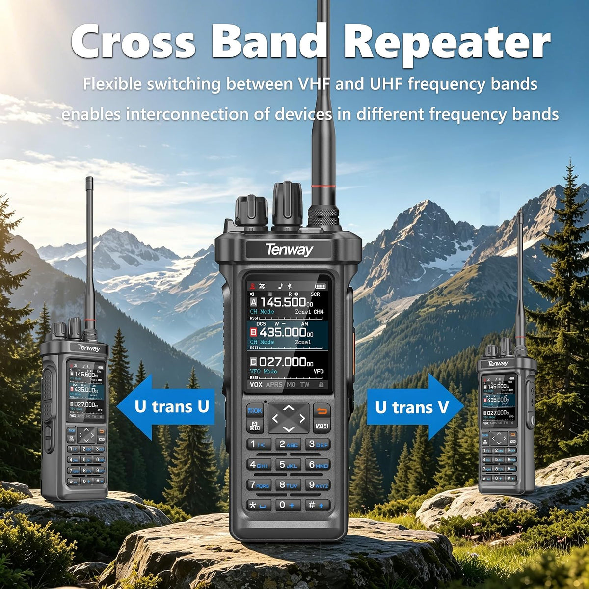 Tenway TP-900 PRO 10W Handheld Ham Radio with NOAA, GPS APRS, 27MHz Antenna