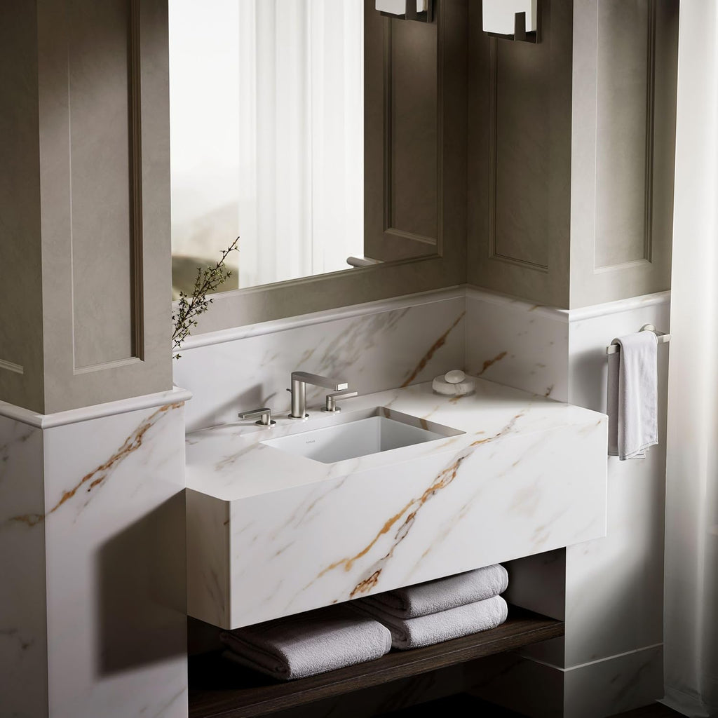 KOHLER 2882-0 Verticyl Rectangular Undermount Bathroom Sink, 19 3/4", White