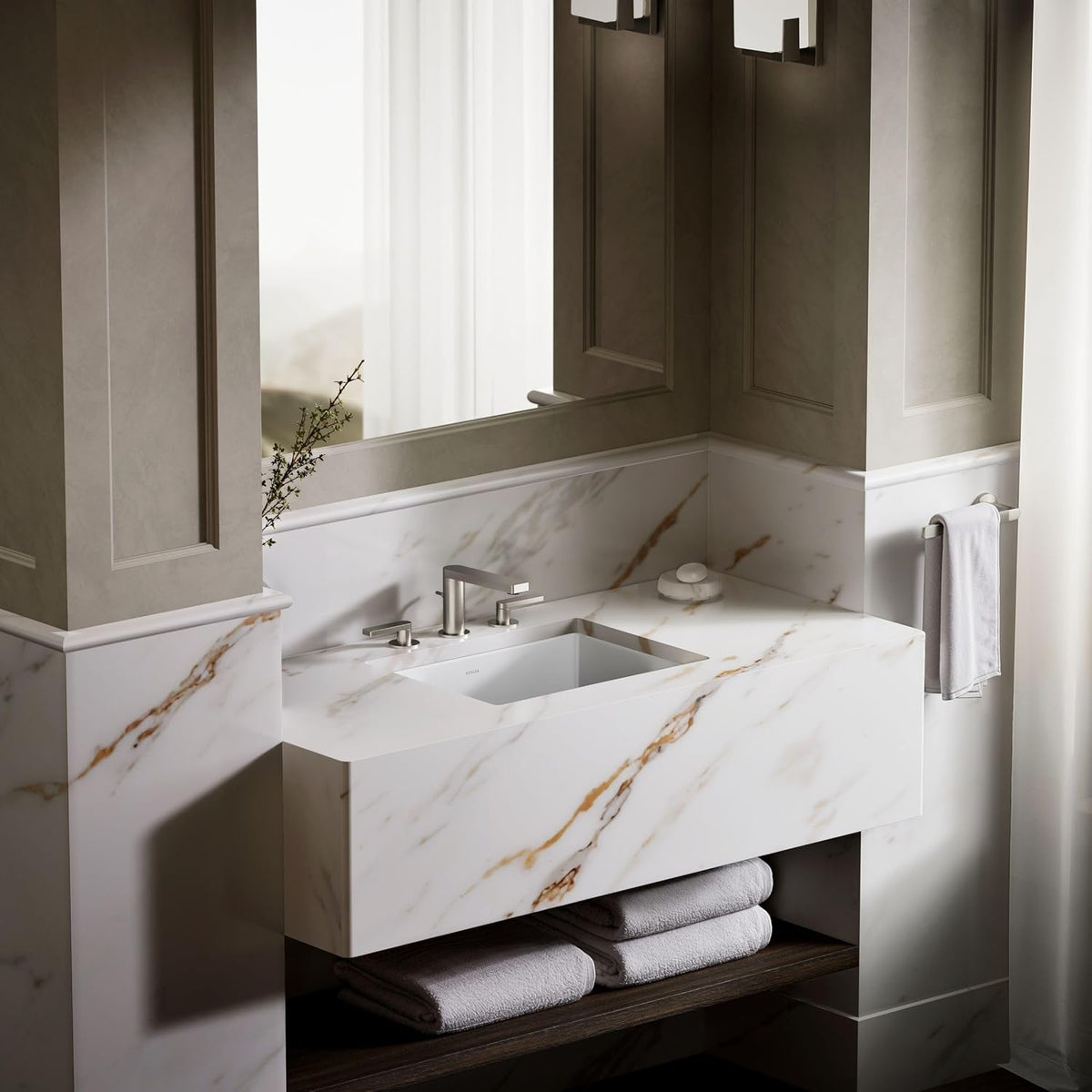 KOHLER 2882-0 Verticyl Rectangular Undermount Bathroom Sink, 19 3/4", White