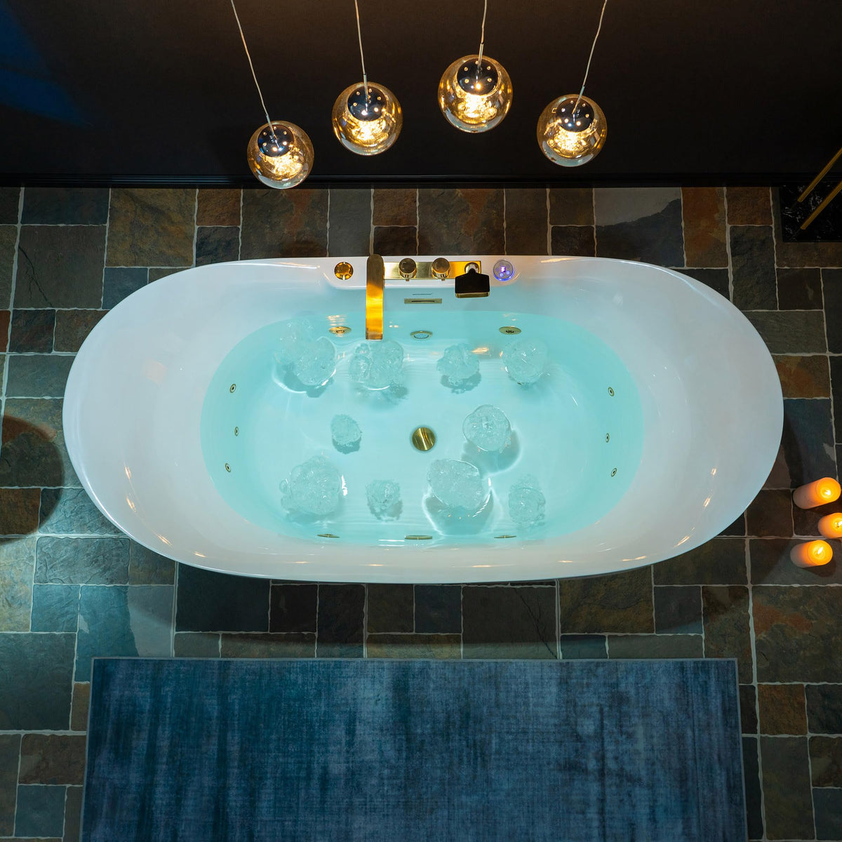 WOODBRIDGE 72"Ã35-3/8" Double Slipper Whirlpool&Air, Heated Soaking Bathtub