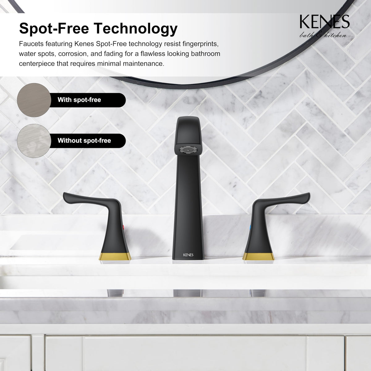 KENES Bathroom Faucets for Sink 3 Hole, Chrome 8 Inch 2 Handle Widespread