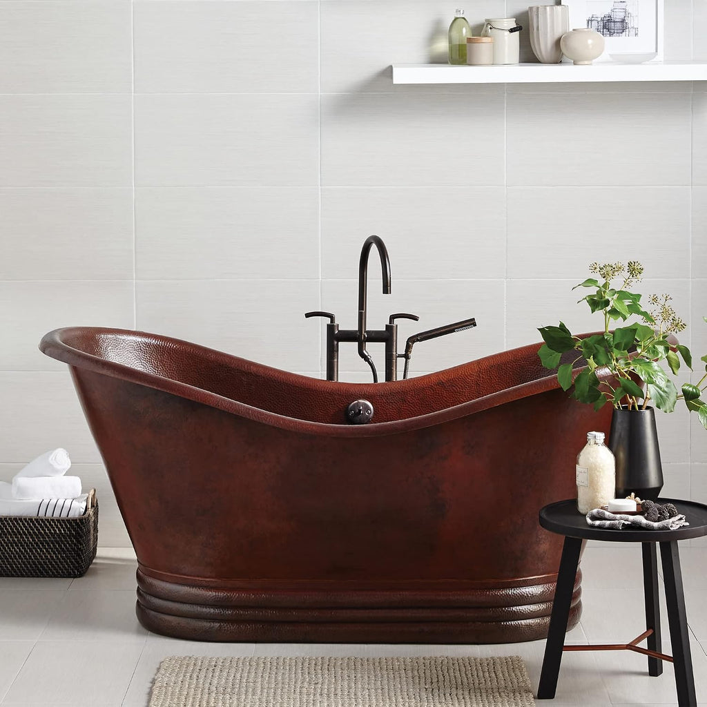 Native Trails CPS905 Aurora Copper Freestanding Bathtub, 72", Brushed Nickel
