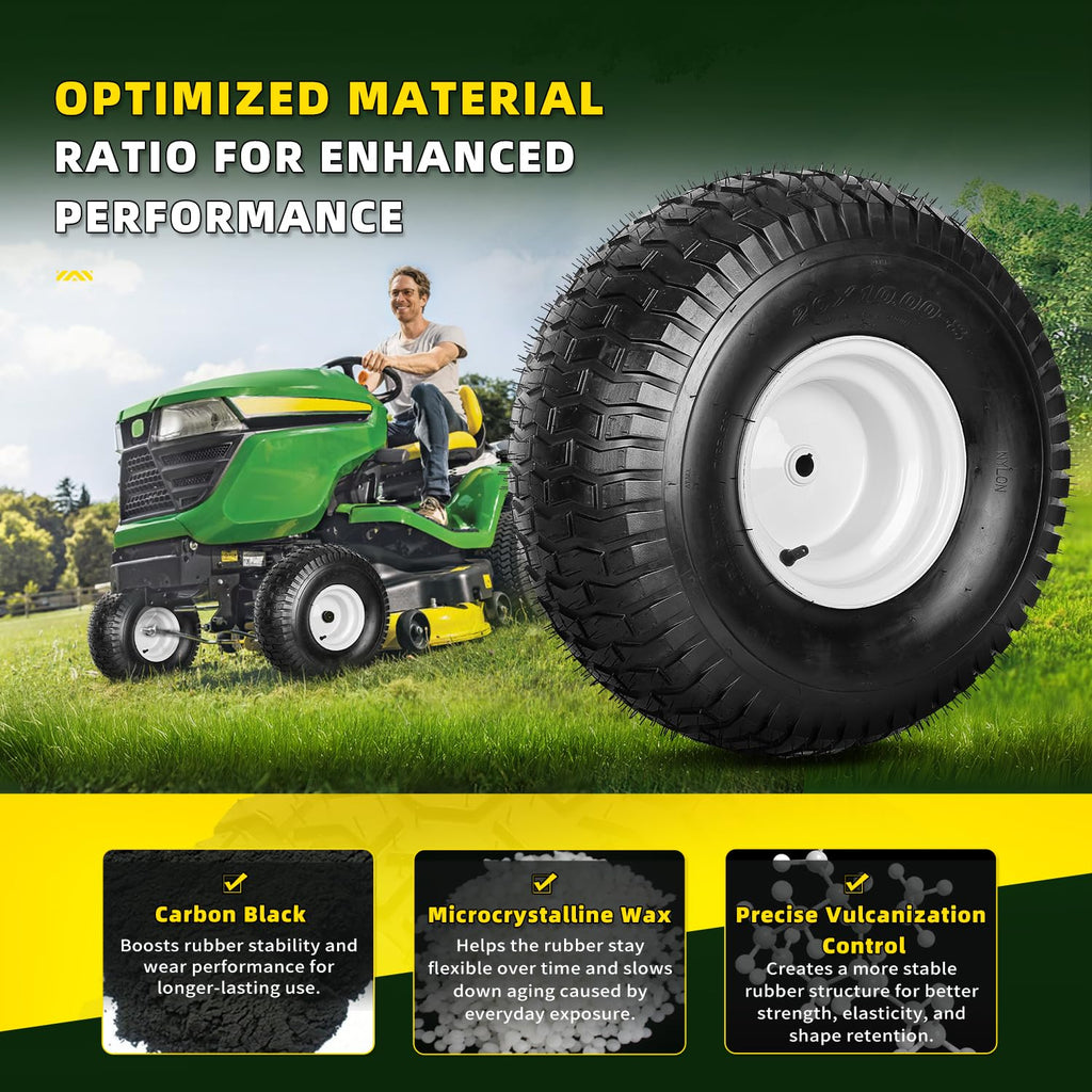 (2 Pack) 20x8.00-8 Tubeless Rear Riding Mowers Tire and Wheel Assemblies