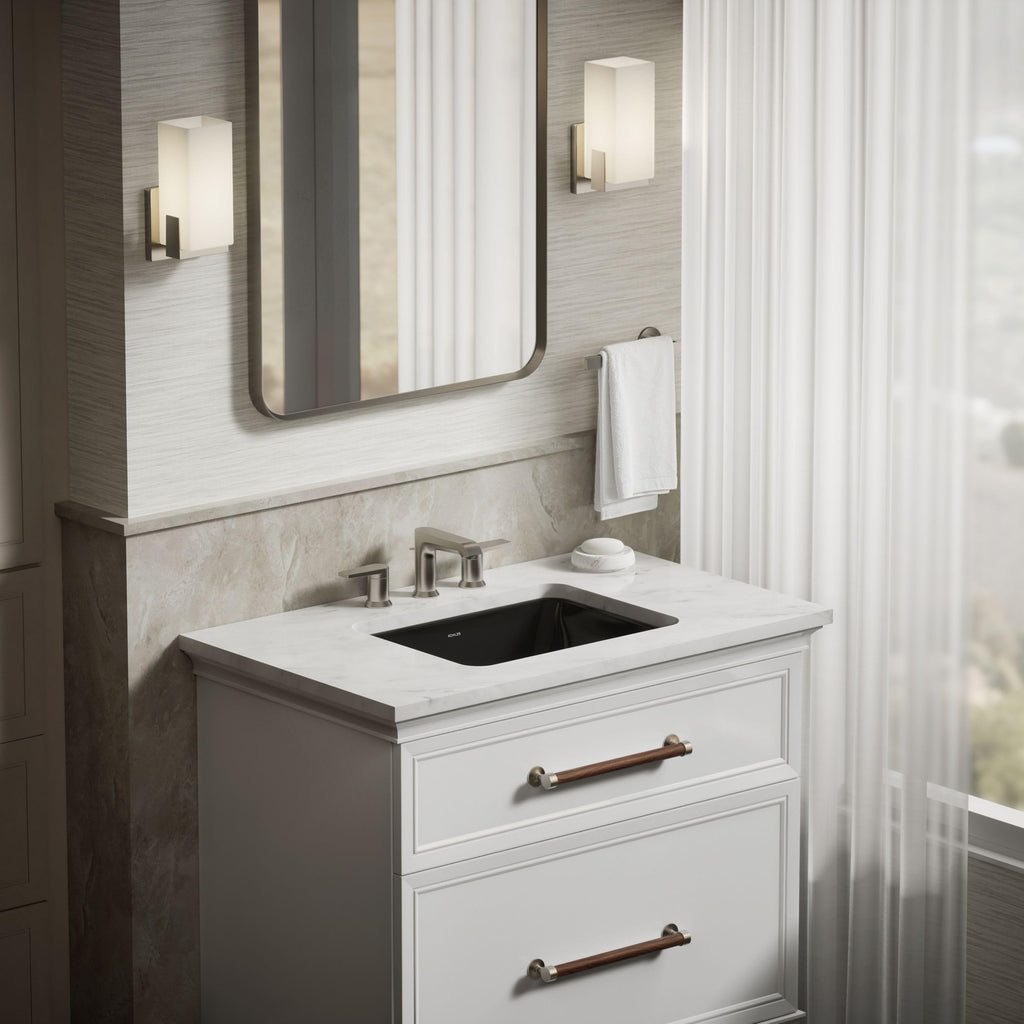 KOHLER 20000-0 Caxton Rectangle Undermount Bathroom Sink, Bathroom Vanity Sink with Overflow Drain, 20-1/4 L x 15-11/16 W, White