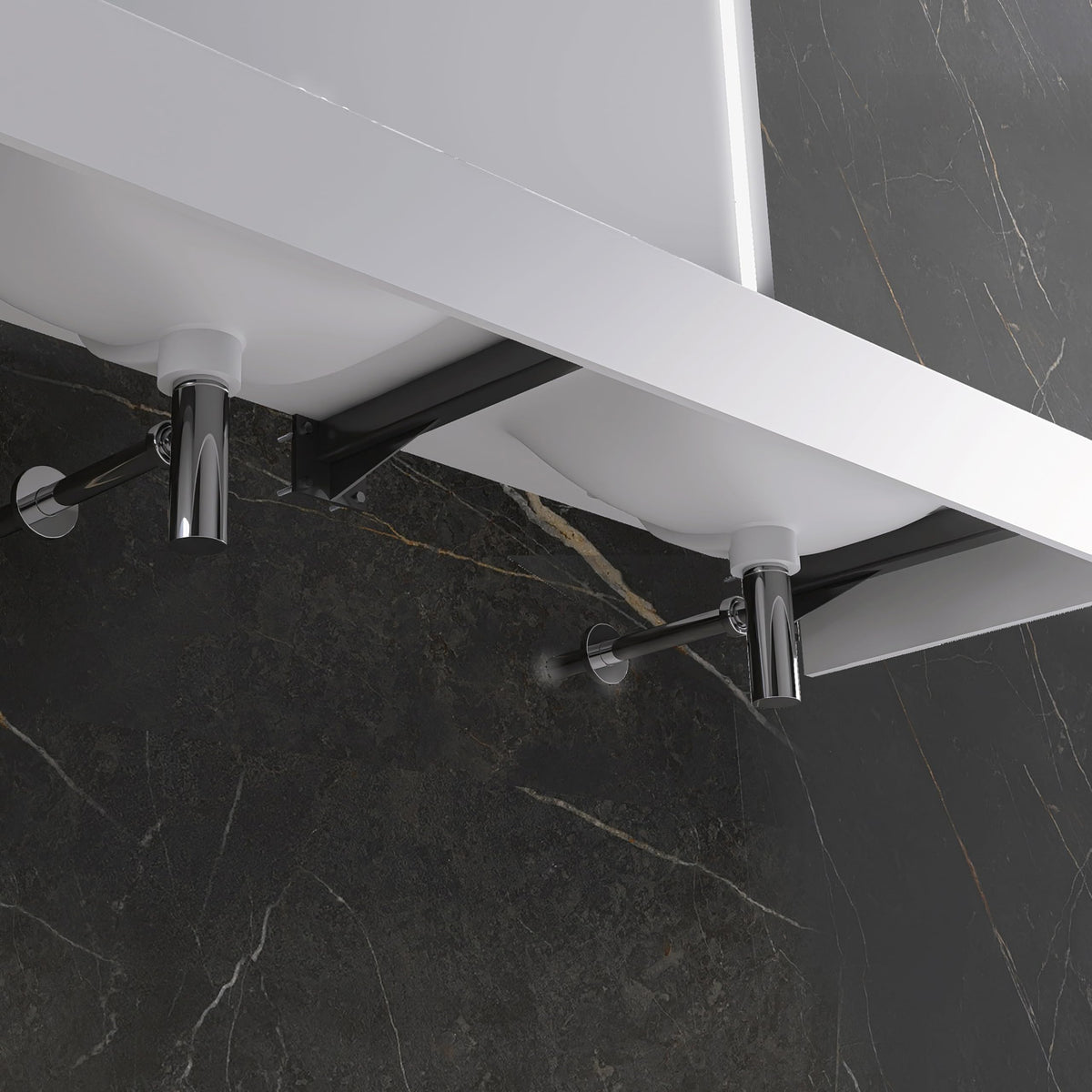47" Wall Mount Sink, Artificial Stone Bathroom Sink, Single Hole