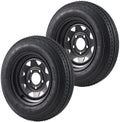 4.80-12 4.80x12 480-12 4.80-12 Trailer Tires with 12 in Rims, 5 Lug on 4.5 in, Load Range C, 6PR, Black