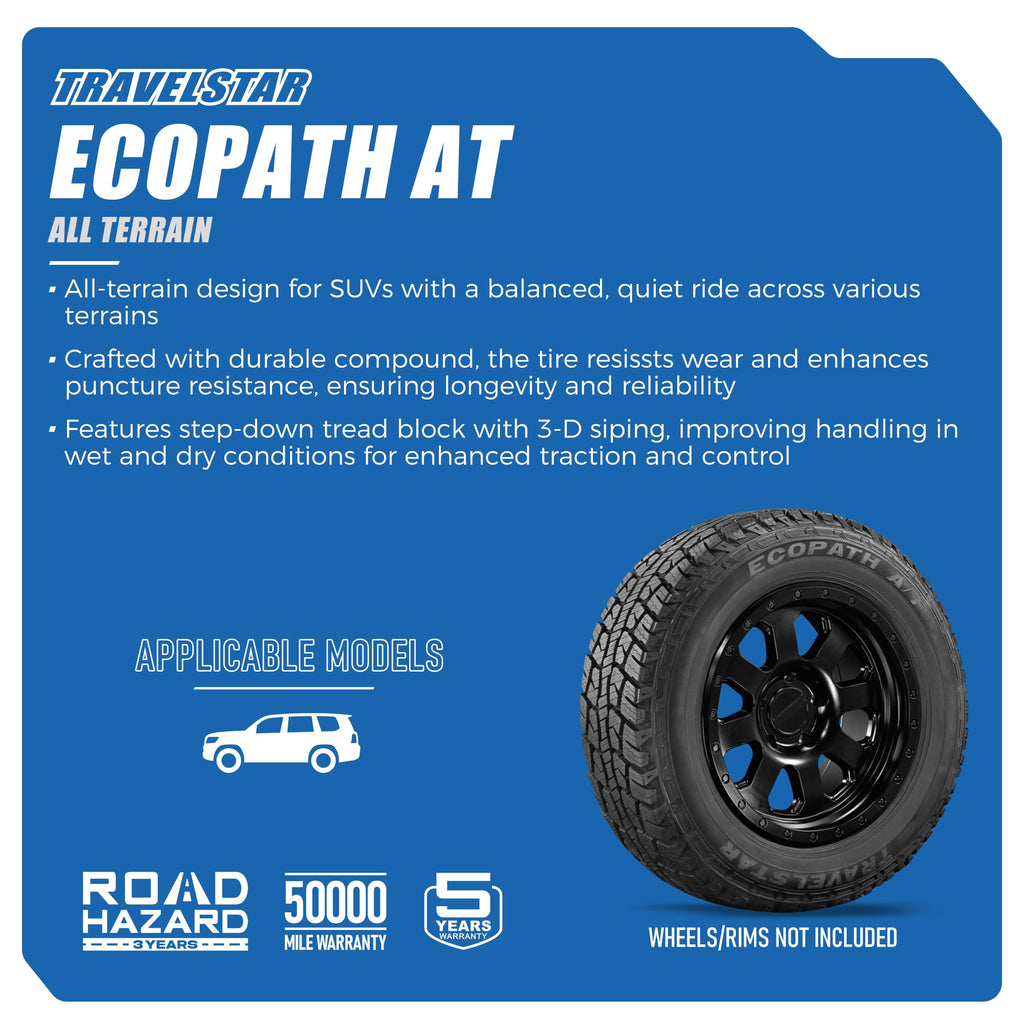 Set of 4 Travelstar Ecopath AT LT265/75R16 10 Ply 123/120S Light Truck Tire