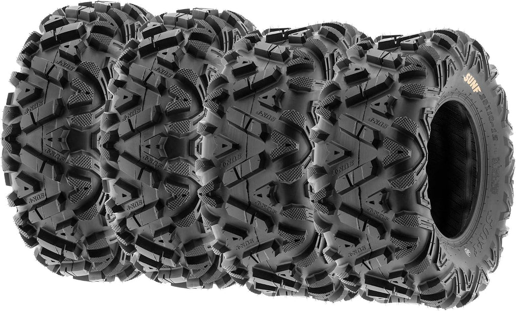 Set of 4 SunF Power.I ATV UTV all-terrain Tires 25x8-12 Front & 25x10-12 Rear, 6 PR, Tubeless A033