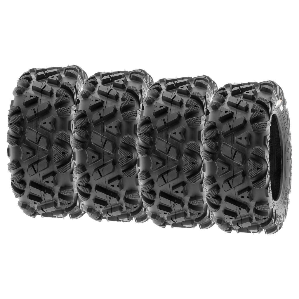 Set of 4 SunF Power.I ATV UTV all-terrain Tires 25x8-12 Front & 25x10-12 Rear, 6 PR, Tubeless A033