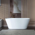 WOODBRIDGE 59" L x 29-1/2" W Freestanding Contemporary Soaking Bathtub with Chrome Drain & Overflow, White, B2514 C
