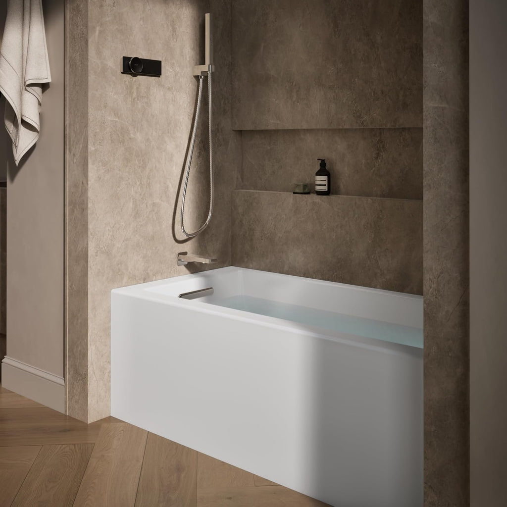 Kohler 20201-LA-0 UnderscoreÂ® 60" x 30" alcove bath with integral apron, integral flange, and left-hand drain, White