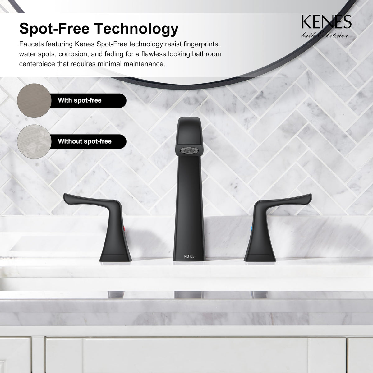 KENES Bathroom Faucets for Sink 3 Hole, Chrome 8 Inch 2 Handle Widespread