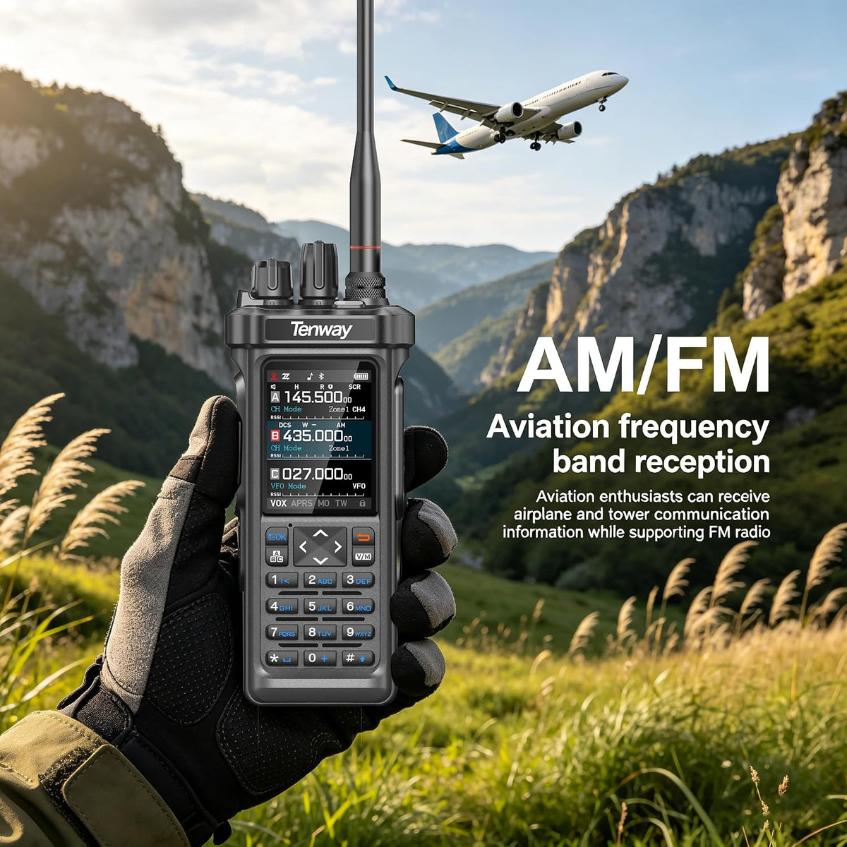 Tenway TP-900 PRO 10W Handheld Ham Radio with NOAA, GPS APRS, 27MHz Antenna