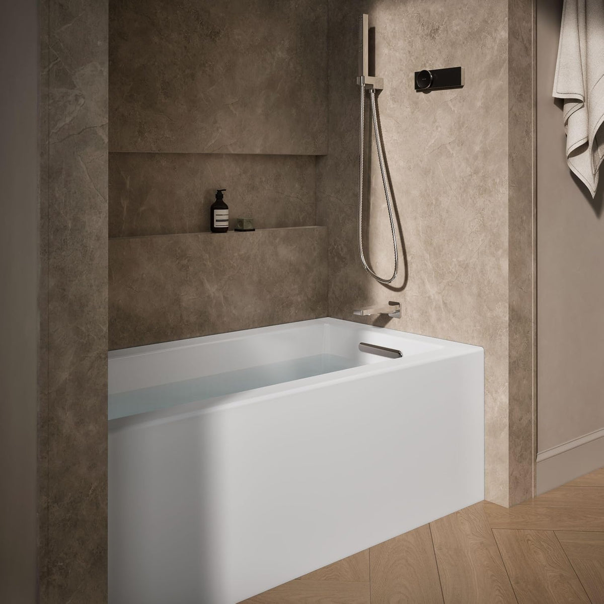 Kohler 1957-RA-0 UnderscoreÂ® 60" x 32" alcove bath right drain, White