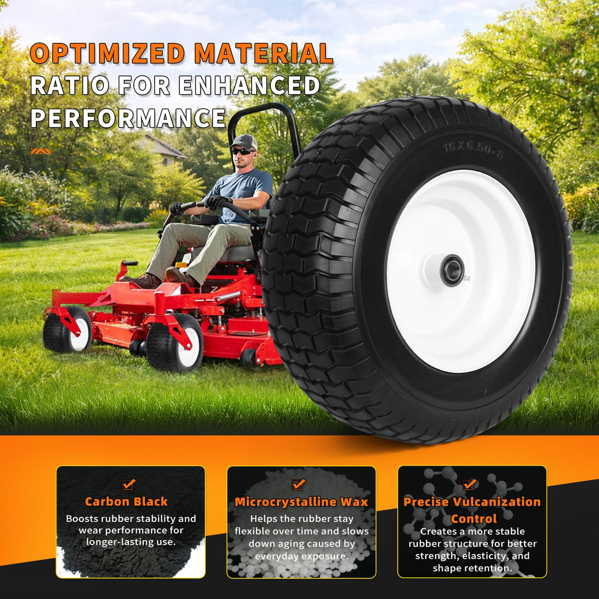 (2 Pack) 20x8.00-8 Tubeless Rear Riding Mowers Tire and Wheel Assemblies