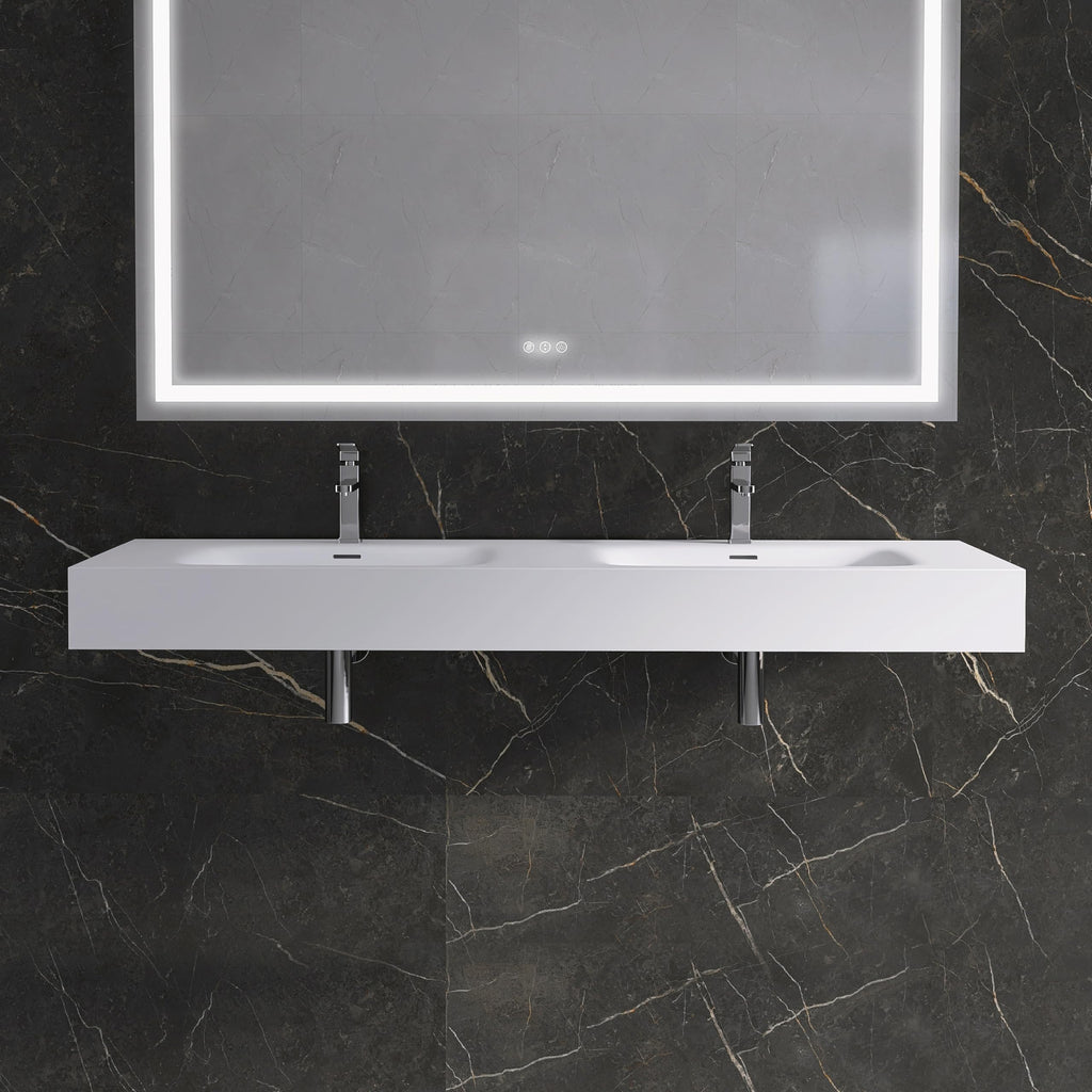 47" Wall Mount Sink, Artificial Stone Bathroom Sink, Single Hole