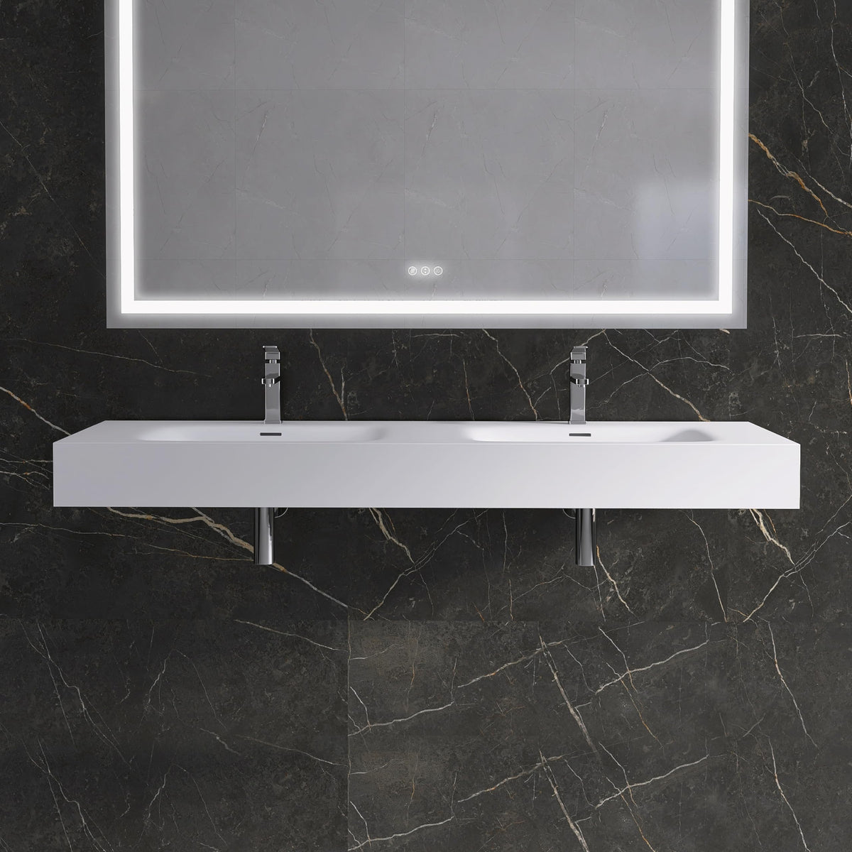 47" Wall Mount Sink, Artificial Stone Bathroom Sink, Single Hole