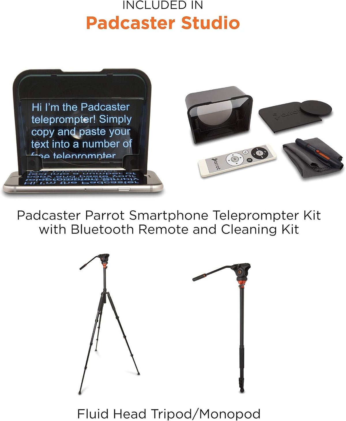 PADCASTER Studio, Portable Filmmaking Full Video Production Studio for iPads with Case, Microphones, Headphones, Tripod, Teleprompter and More, Compatible with iPad Pro 10.5