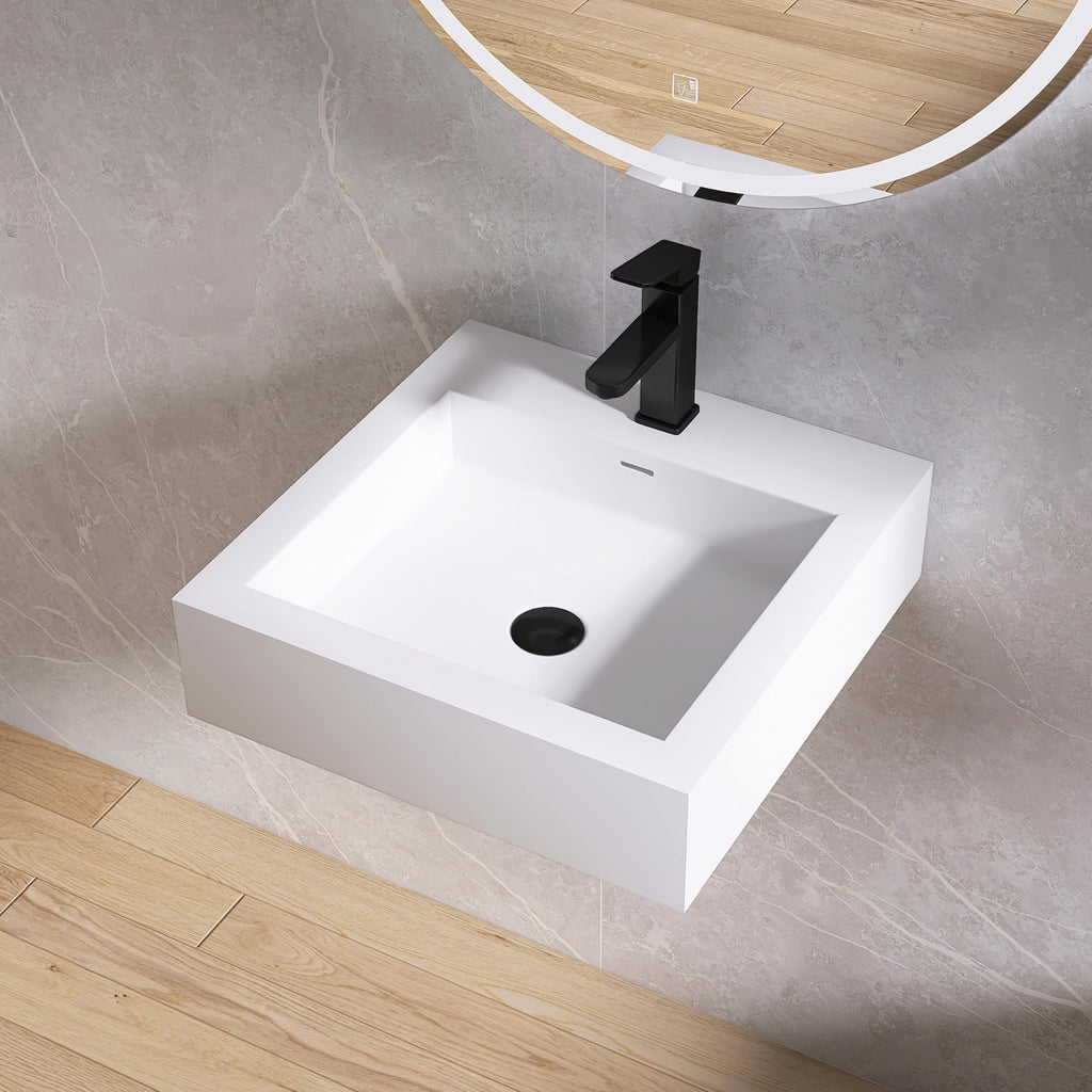 47" Wall Mount Sink, Artificial Stone Bathroom Sink, Single Hole