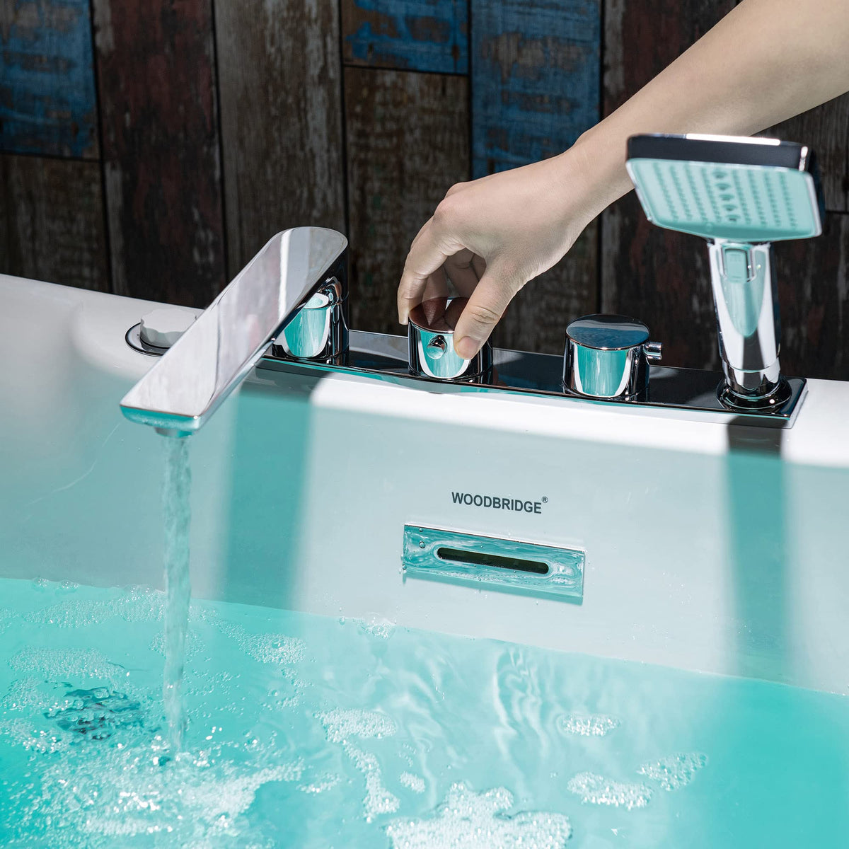 WOODBRIDGE 72"Ã35-3/8" Double Slipper Whirlpool&Air, Heated Soaking Bathtub