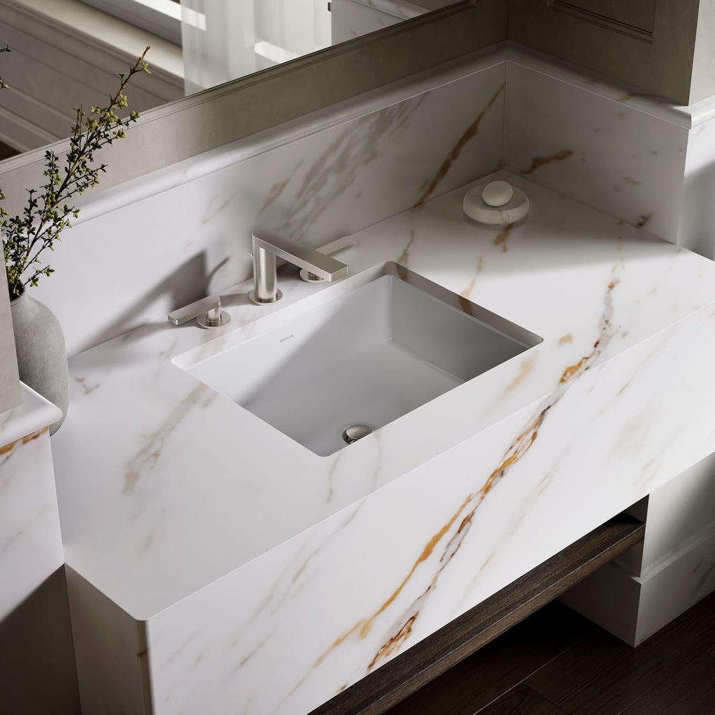 KOHLER 2882-0 Verticyl Rectangular Undermount Bathroom Sink, 19 3/4", White