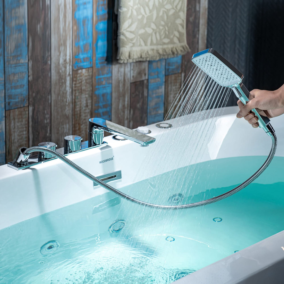 WOODBRIDGE 59"Ã31-1/2" Compact Whirlpool & Air, Heated Bathtub with Faucet