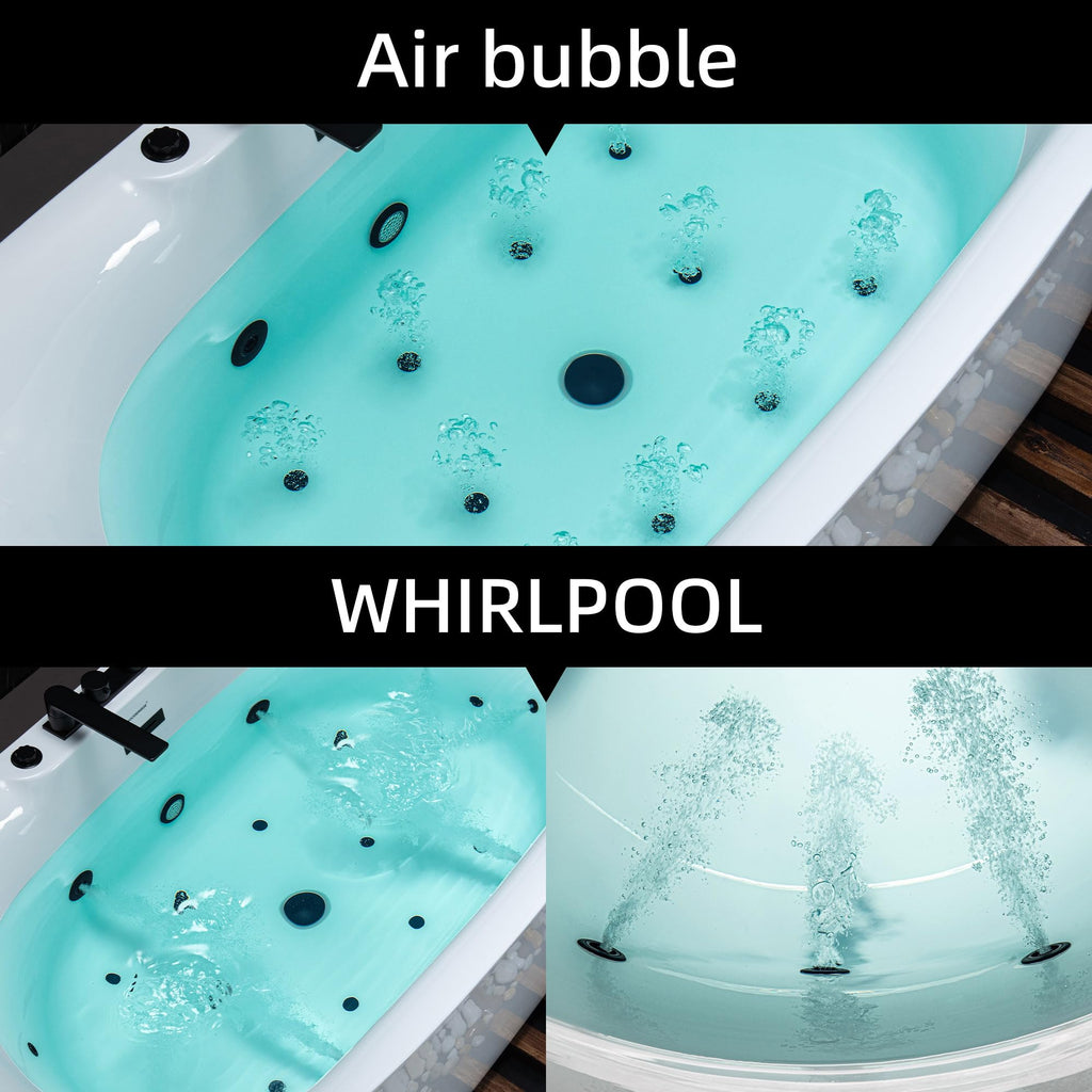 WOODBRIDGE 72"Ã35-3/8" Double Slipper Whirlpool&Air, Heated Soaking Bathtub
