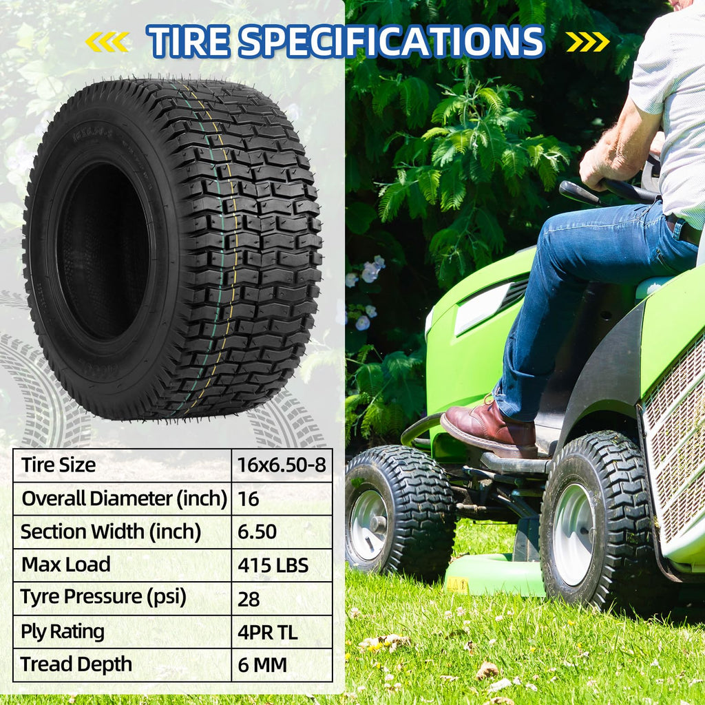 GICOOL 18x9.50-8 Tubeless Lawn Mower Tire for Riding Mower Tractor, 4 Ply