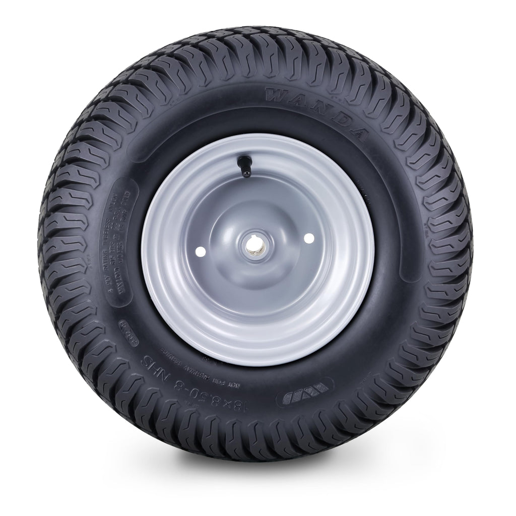 WANDA Lawn Mower Tire Wheel 18X8.5-8 4PR w/4X4" PCD Silver Rim-13028, Set 2