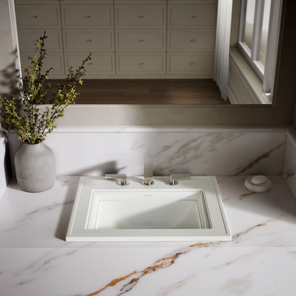 Kohler K-2337-8-7 Memoirs Rectangular Drop-In Single Bowl Bathroom Sink Black
