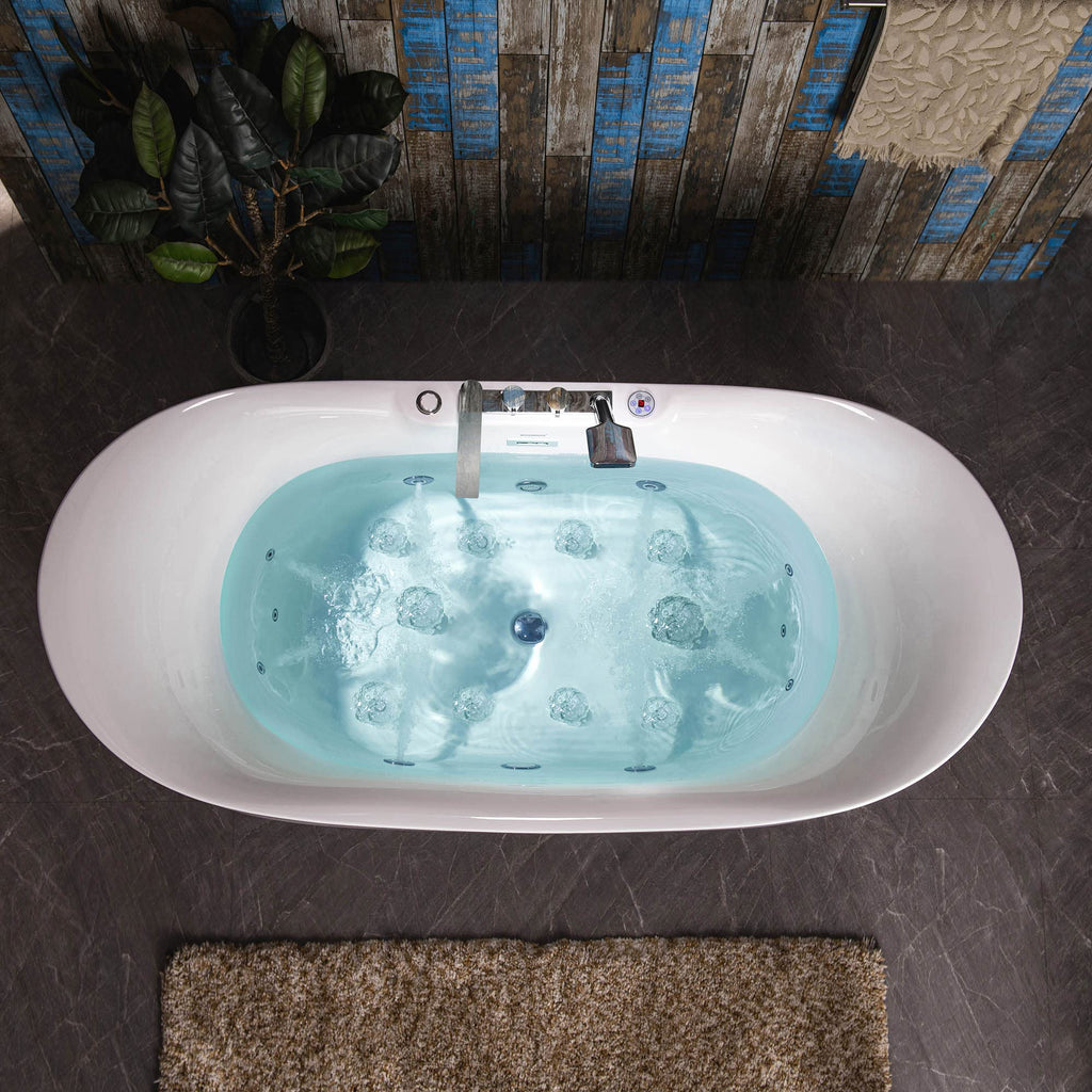 WOODBRIDGE 72"Ã35-3/8" Double Slipper Whirlpool&Air, Heated Soaking Bathtub