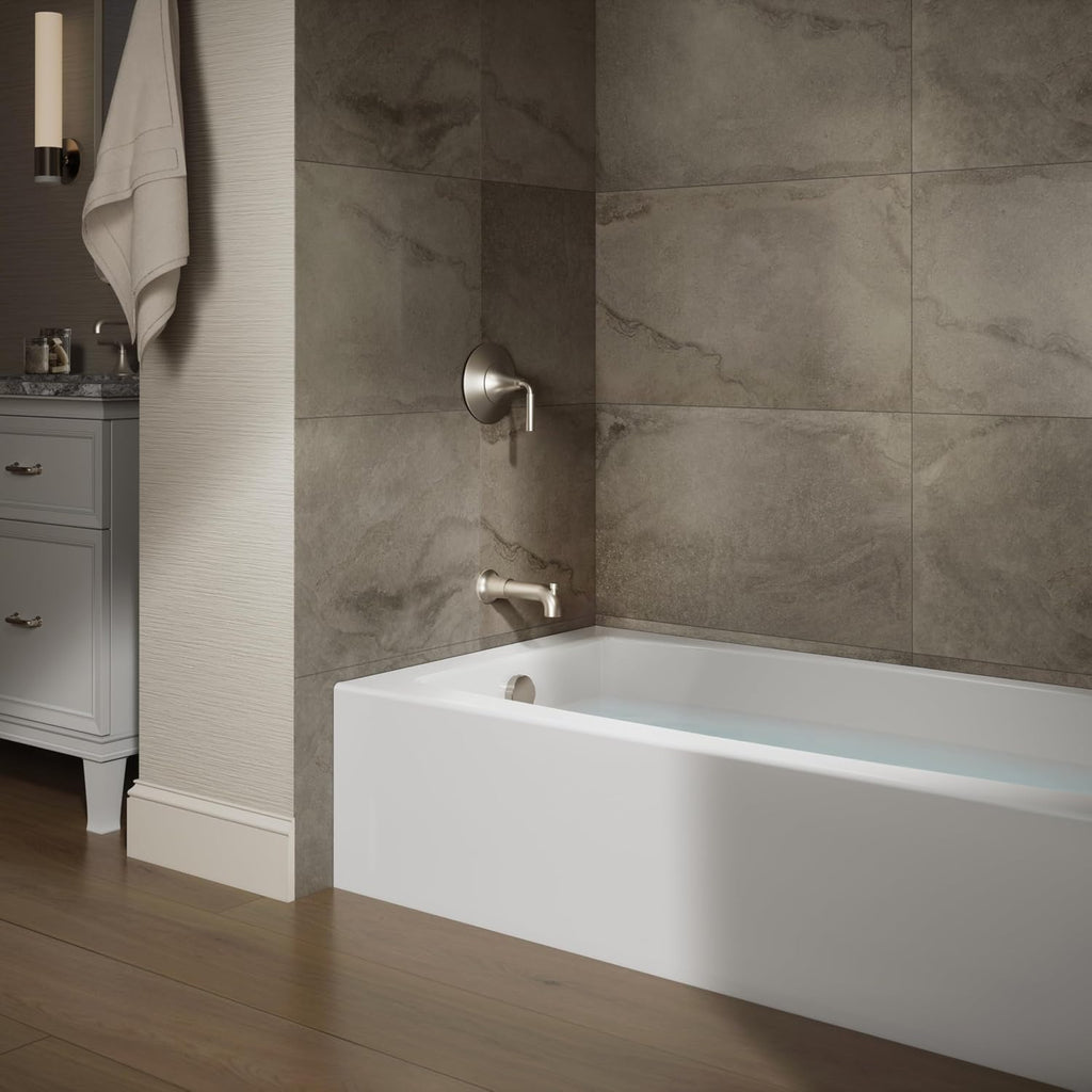 Kohler K-26108-LA-0 Entity 60" x 32" Alcove Bath, Left Drain Location, White (Drain Not Included)
