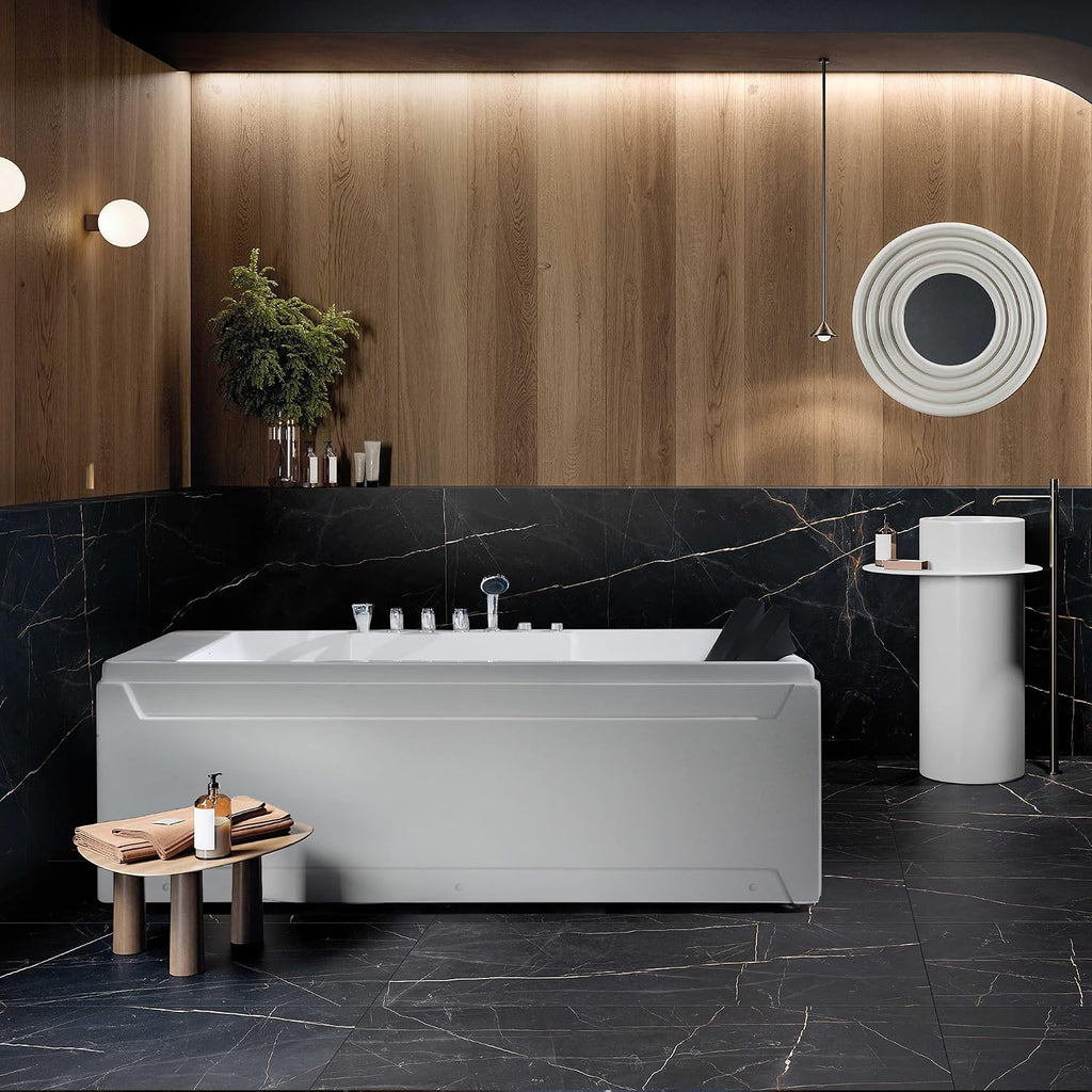 72-Inch Whirlpool Jetted Tub,Acrylic Hydro Massage Bathtub
