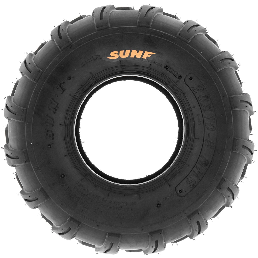 SunF Set of 2 ATV Tires 20x10.00-8, 20x10x8 Lawn Mower Off-Road Tires 6 Ply Directional Knobby Tread-A003