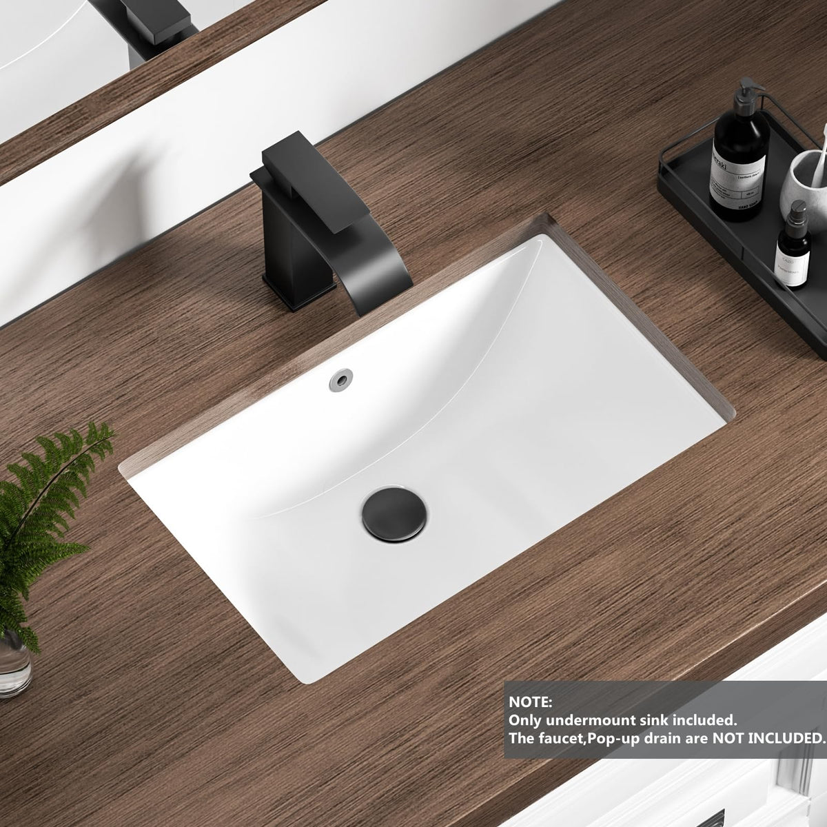 27 Inch Undermount Bathroom Sink with Overflow Rectangle Sinks