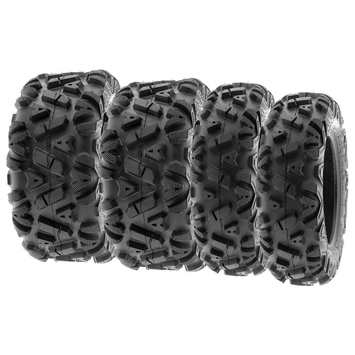 Set of 4 SunF Power.I ATV UTV all-terrain Tires 25x8-12 Front & 25x10-12 Rear, 6 PR, Tubeless A033