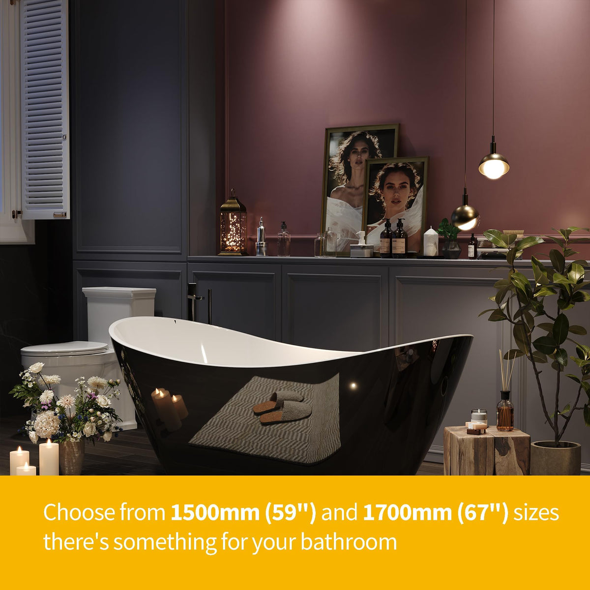59" Acrylic Freestanding Bathtub, Modern Soaking Tub with Matte Drain and Overflow, Ergonomic Deep Design, Double-Walled Insulation, CUPC Certified, Easy Clean, Slip-Resistant, Gloss White