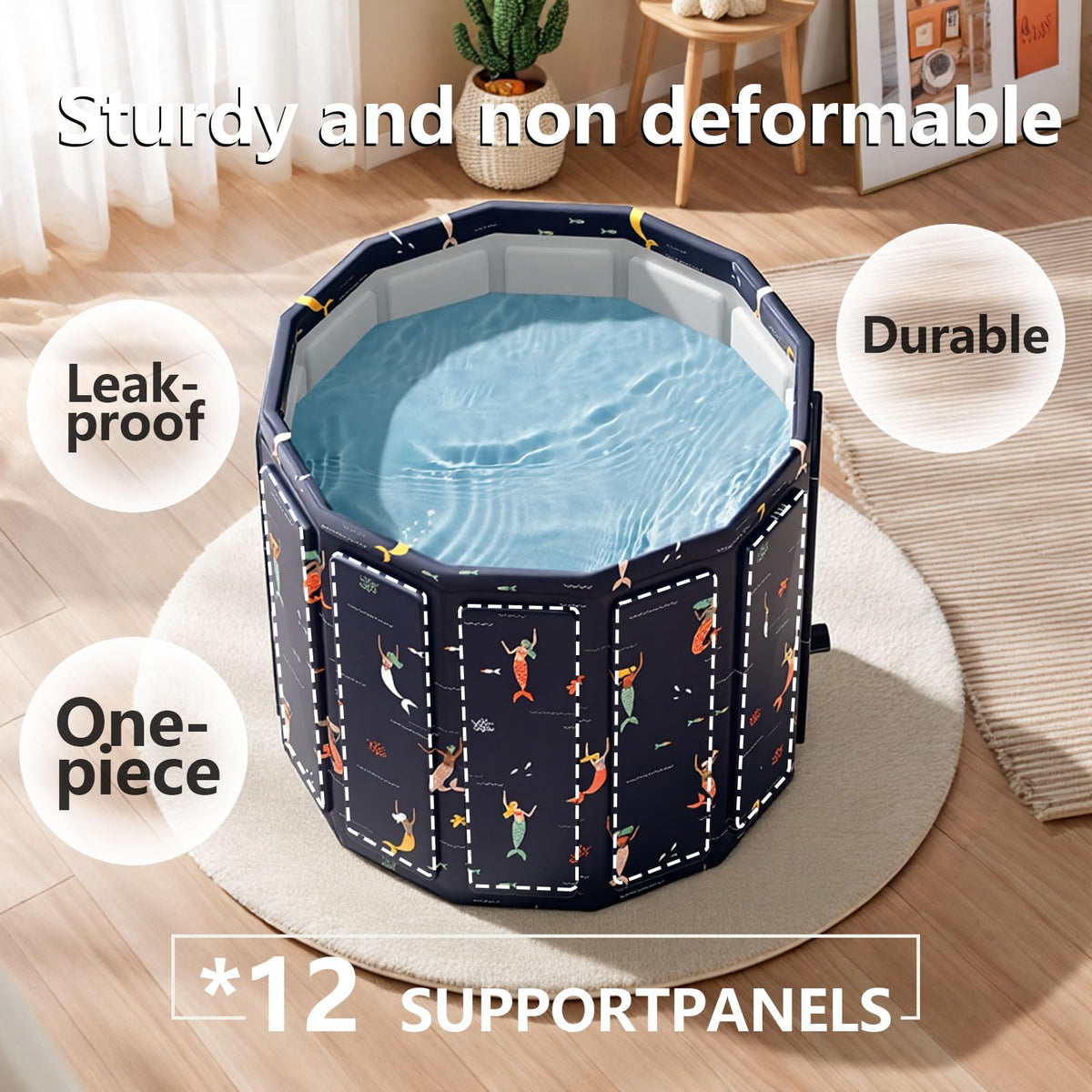 Portable Bathtub for Adult, Foldable Soaking Bathtub for Hot SPA&Ice Bath, Foldable Small Bathtub collapsible bathtub for Bathing, 6-layer Insulated portable tub,Space-Saving (black 41.3X26.6 IN)