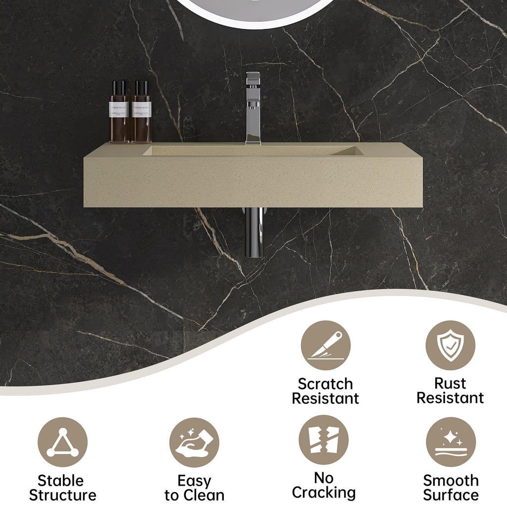 47" Wall Mount Sink, Artificial Stone Bathroom Sink, Single Hole