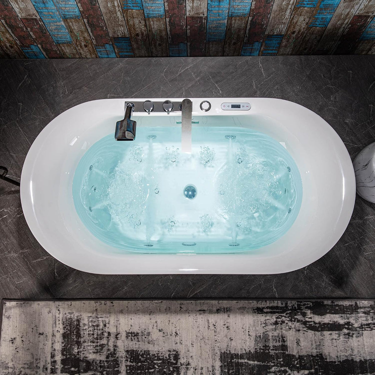 WOODBRIDGE 59"Ã31-1/2" Compact Whirlpool & Air, Heated Bathtub with Faucet