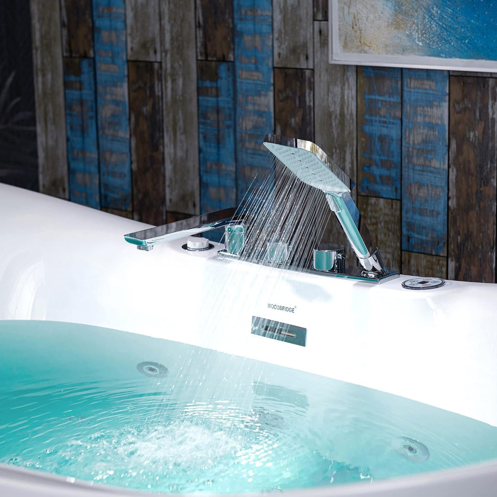 WOODBRIDGE 72"Ã35-3/8" Whirlpool & Air, Heated Soaking Bathtub with Faucet