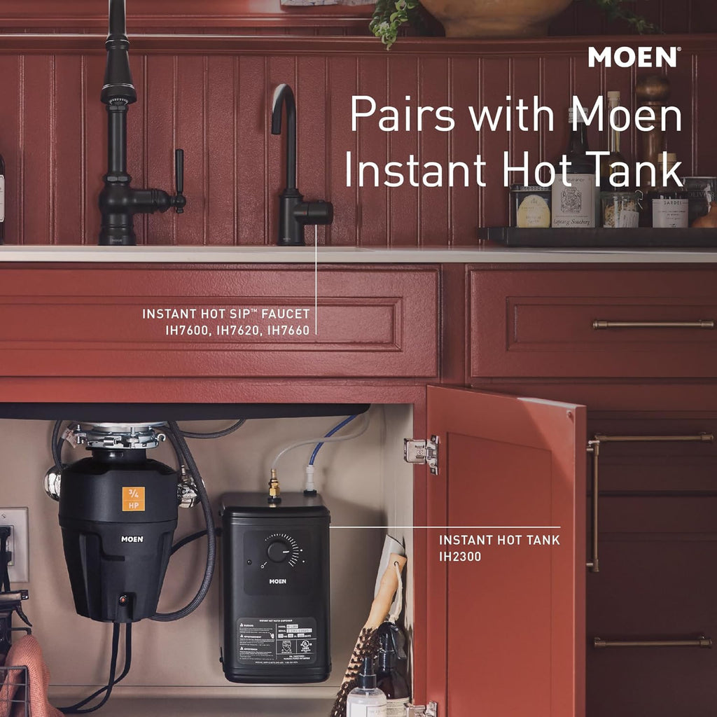Moen Instant Hot SIP Faucet with Insulated Spout, Traditional Chrome, 2-Step Activation, and Hands-Free Filling, Requires Tank (Sold Separately), IH7600
