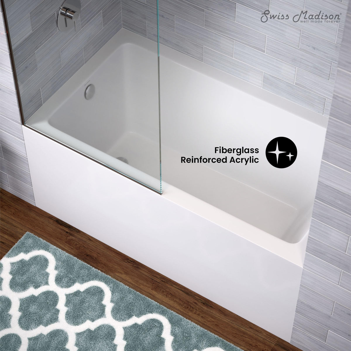 Voltaire 60" x 32" Right-Hand Drain Alcove Bathtub with Apron