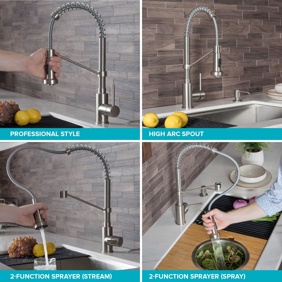 KRAUS Chrome 18.75 in Commercial Pull Down Kitchen Faucet KPF-1610CH