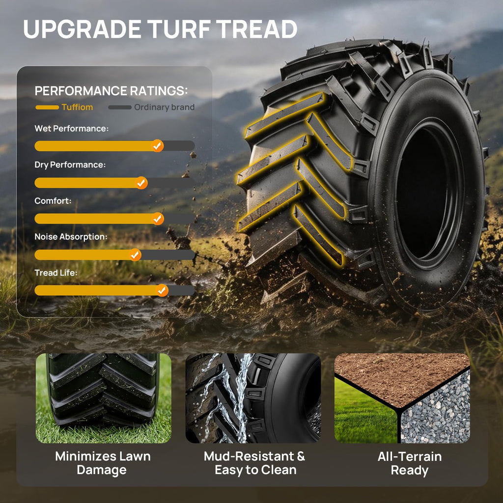 TUFFIOM 20x10.00-8 4PR Lawn Mower Tires Turf Tire Set of 2 for Garden Tractor Riding Lawnmower, Tubeless