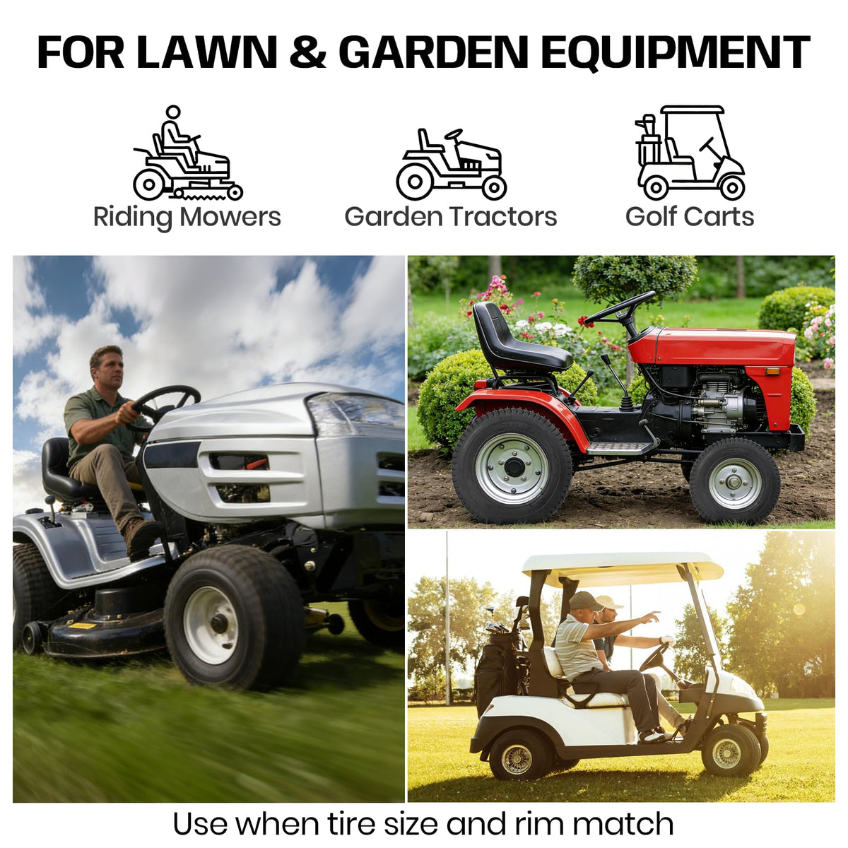 AR-PRO (2 Pack) 20x8.00-8 Lawn Mower Turf Tires, Tubeless, No Rims