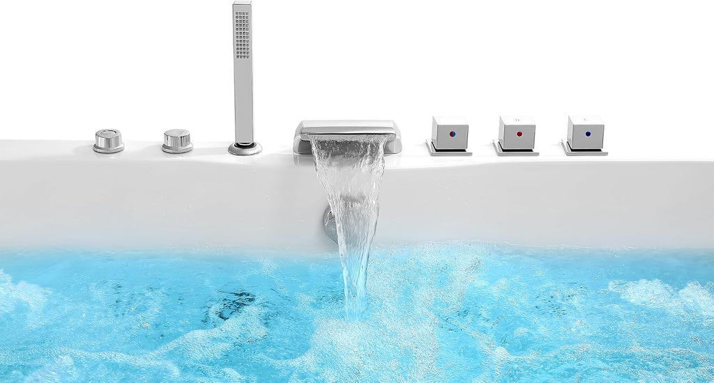 Empava 60" Acrylic Alcove Whirlpool Bathtub, Jetted Soaking Tub